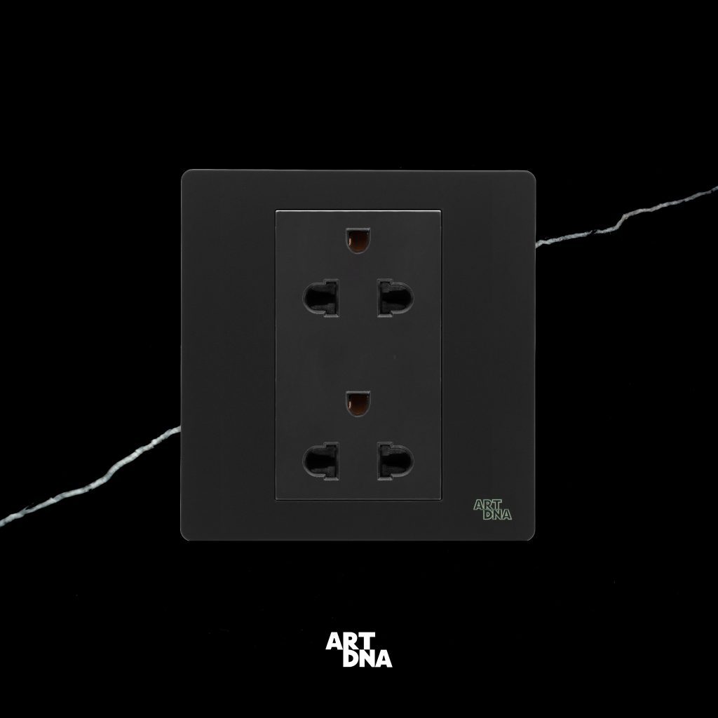 ปลั๊กไฟ A61 Frameless Black Double 3 Pin Socket มาตรฐาน มอก Artdna 9453